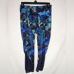 Athleta Capri Cropped Leggings Vibrant Blue Floral Women's Size Small Athleisure